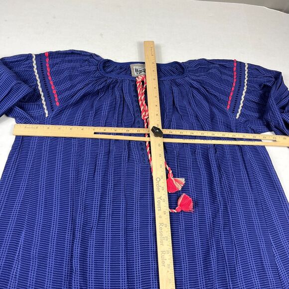 Anthropologie Conditions Apply Dress Small Blue Peasant Boho Tassel Sleeve Tunic - Picture 7 of 13